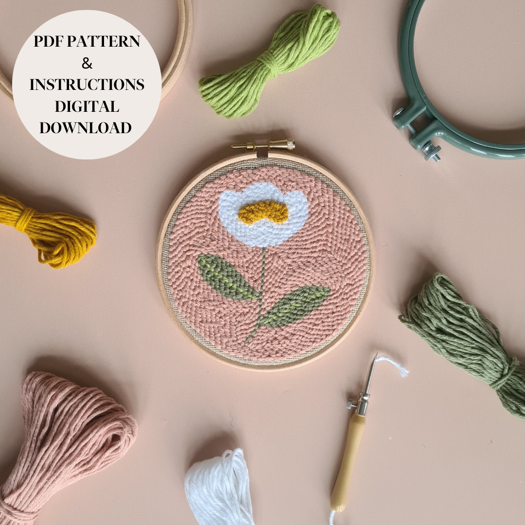 Blush Background Daisy PDF Punch Needle Pattern / Digital Download