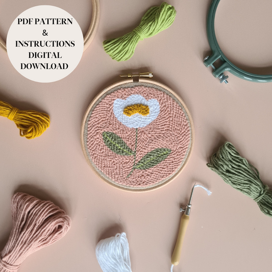Blush Background Daisy PDF Punch Needle Pattern / Digital Download