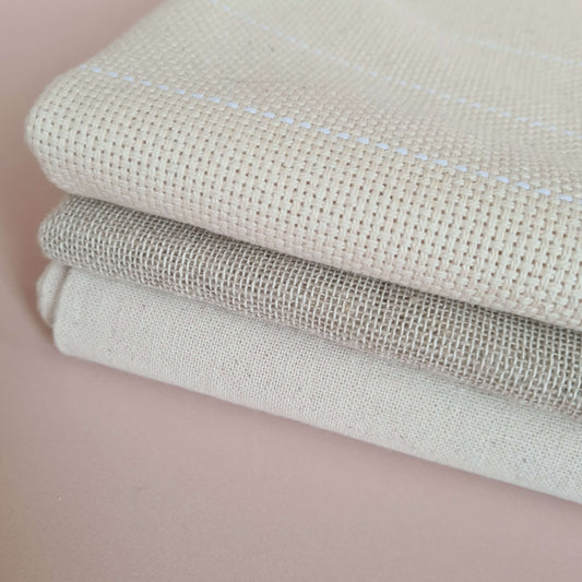 Fabric bundle for punch needle, monks cloth for punch needle, linen for punch needle, cotton fabric for punch needlea