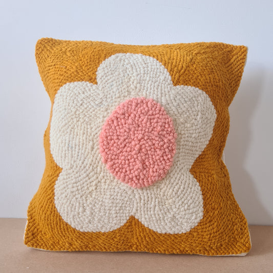 Mustard Floral Punch Needle Cushion Kit