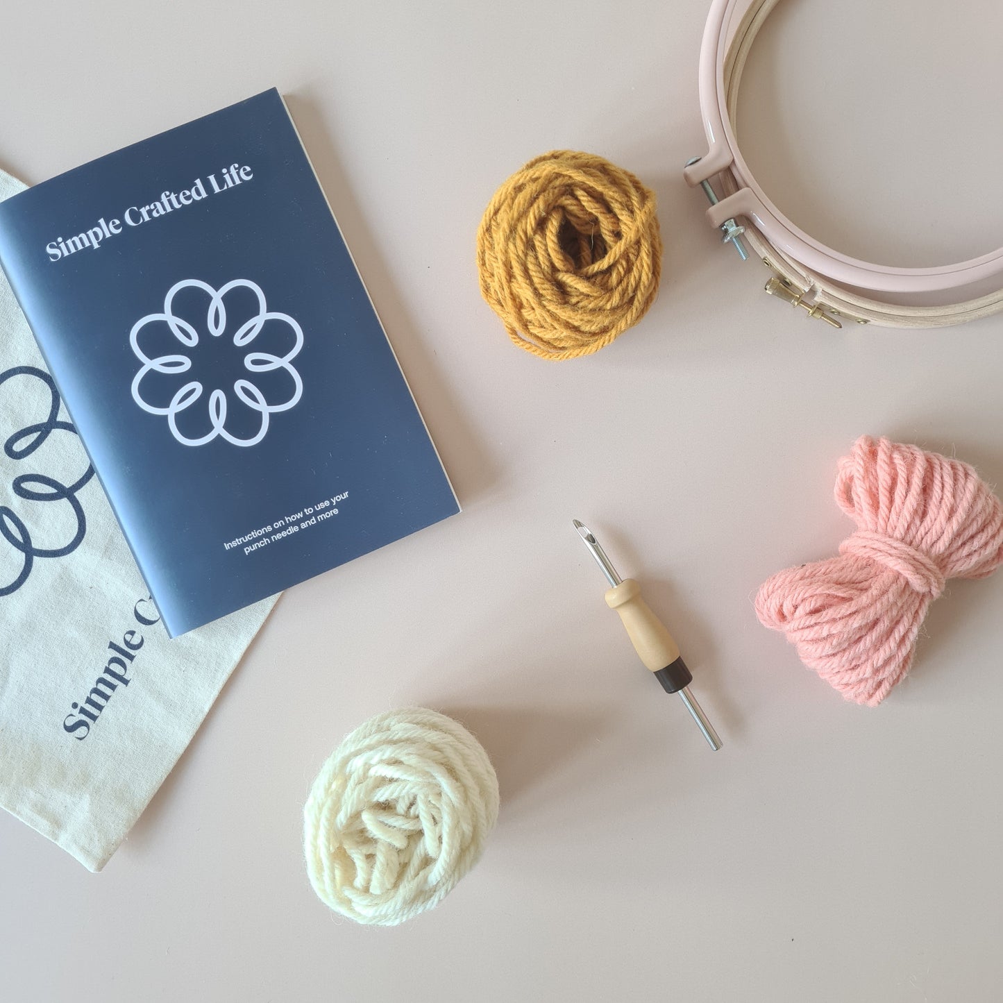 Flower Mustard Background Beginner Punch Needle Kit